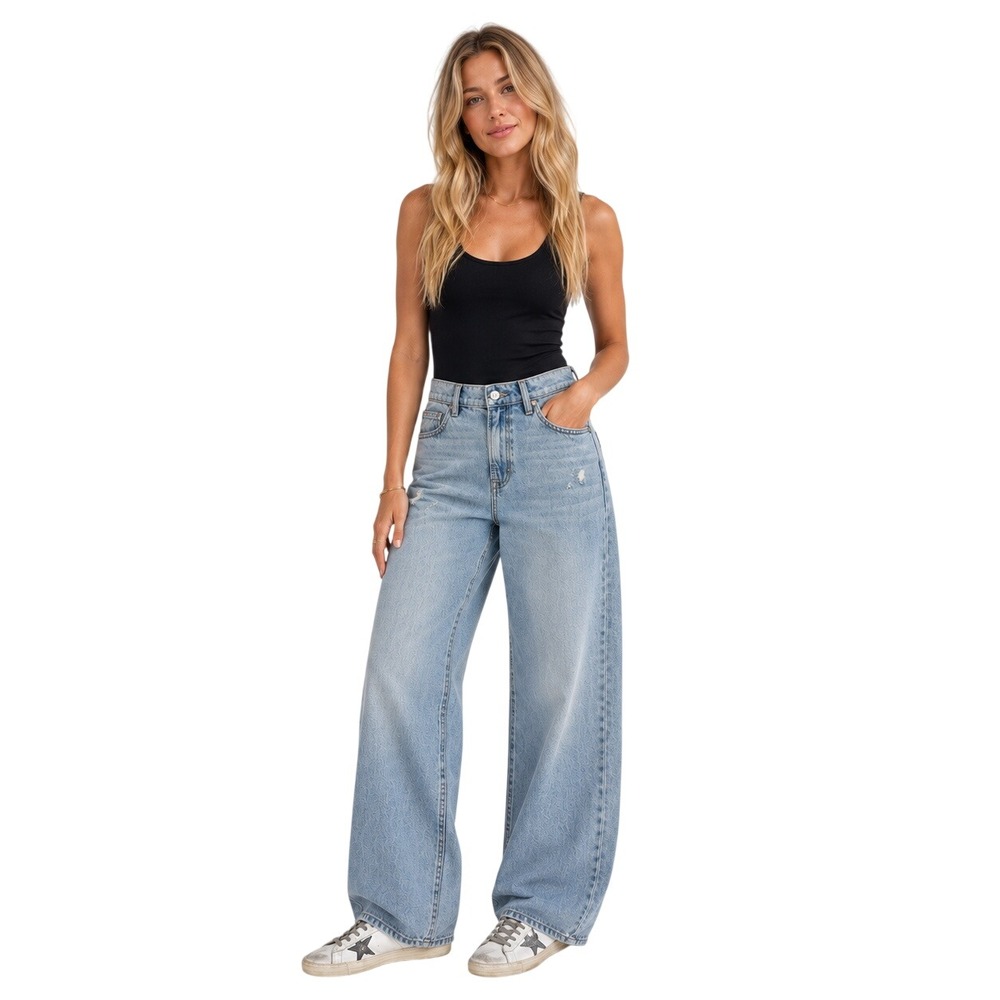 Hidden Jeans Alyx Baggy Jean Light Wash High Rise Wide Leg Denim 27 NEW